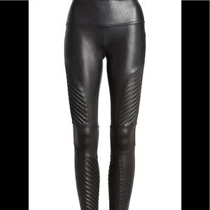 Spanx Faux Leather Moto Leggings - size M - black